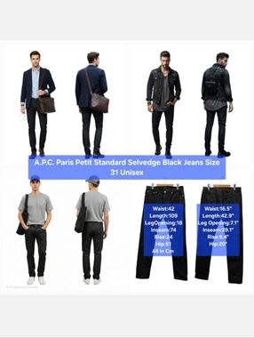 A.P.C. Paris Petit Standard Selvedge Black Jeans Unisex Size 31